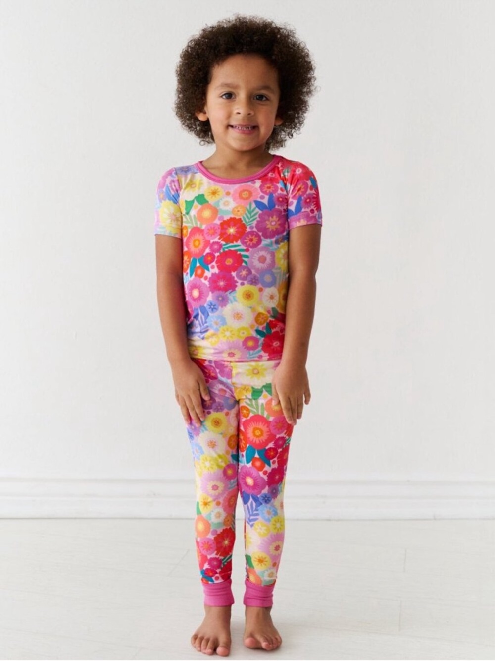 Little Sleepies Rainbow Blooms Two-Piece Short Sleeve Pajama Set